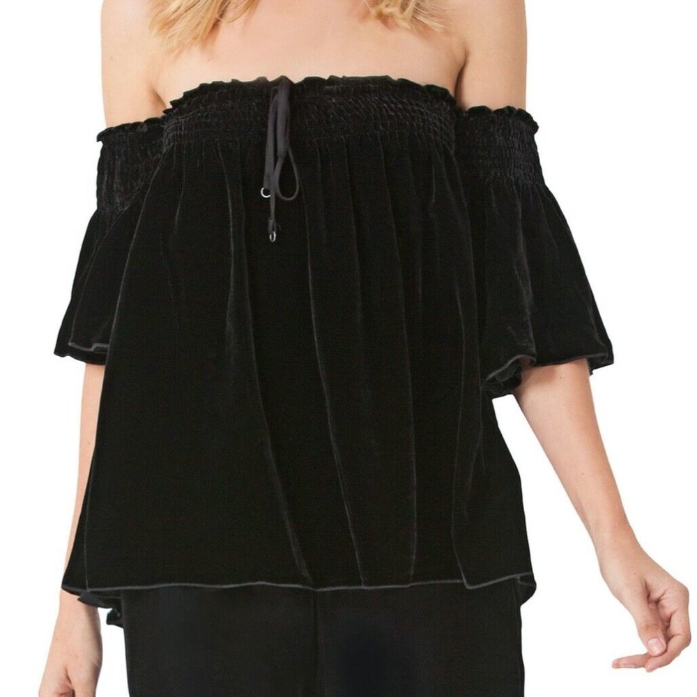 Off Shoulder Silk Velvet Top